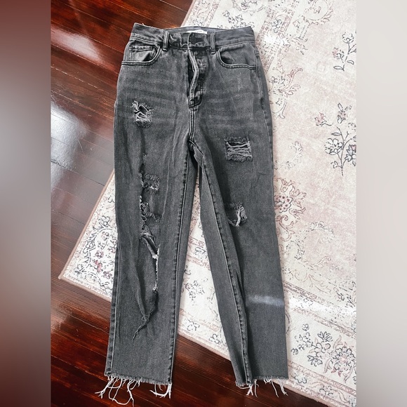 PacSun Denim - Pacsun Distressed High-rise Straight Leg Black Jeans 🖤